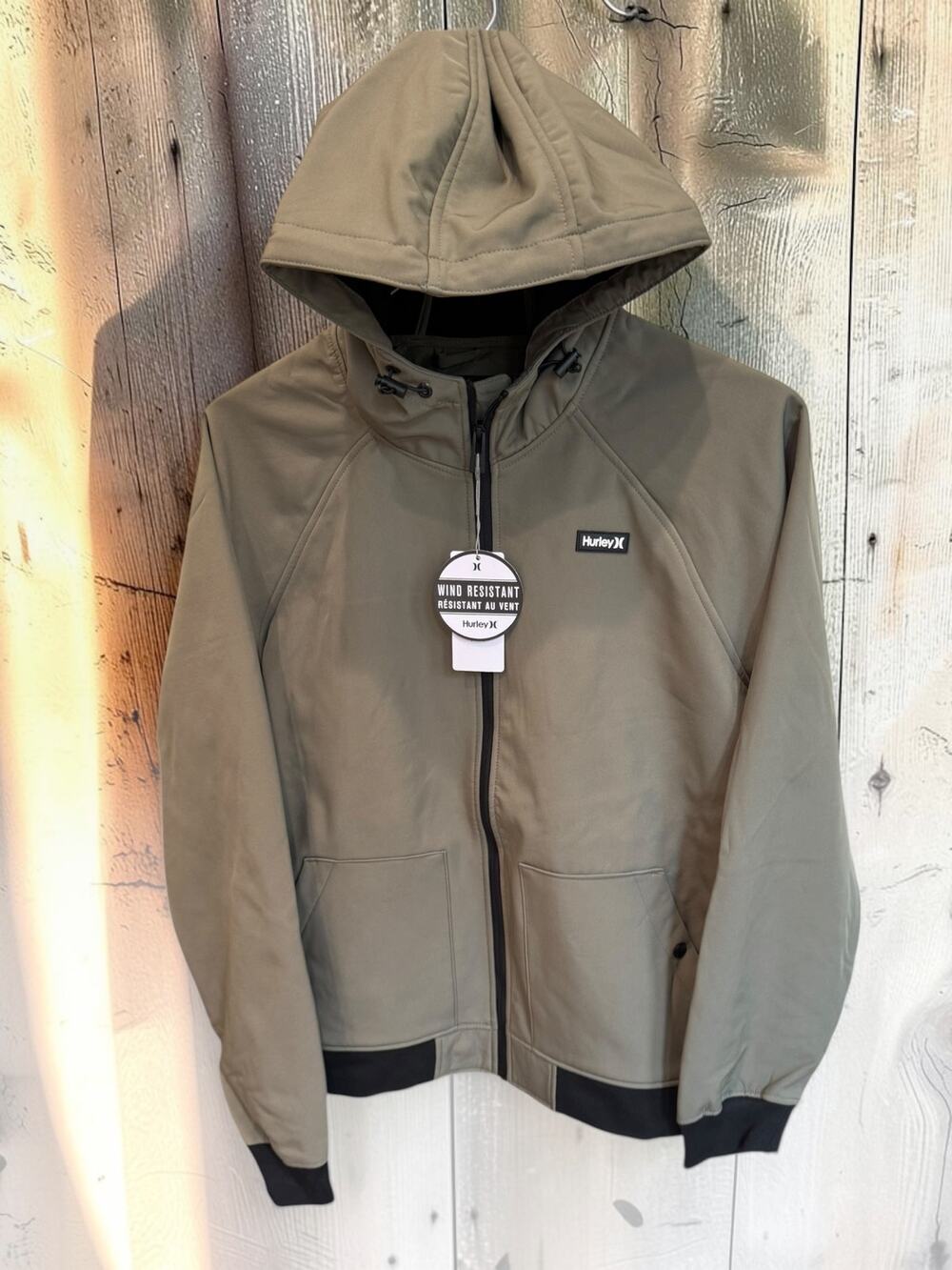 Hurley Jackeson Jacket Mens L Dusty Olive Hooded Full Zip Windbreaker NWT